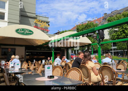 Outdoor Restaurant namens Logehaven, Wesselstuen, in Bergen, Norwegen Stockfoto