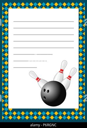 Bowling Turnier Einladung leere Vorlage - Schalen Poster Stock Vektor