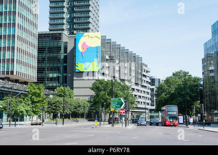 Gary Hume Pecking Vogel in Hampstead Road in der Nähe der Regent's Place, Camden, London, NW1, UK Stockfoto