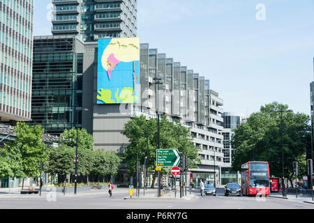 Gary Hume Pecking Vogel in Hampstead Road in der Nähe der Regent's Place, Camden, London, NW1, UK Stockfoto