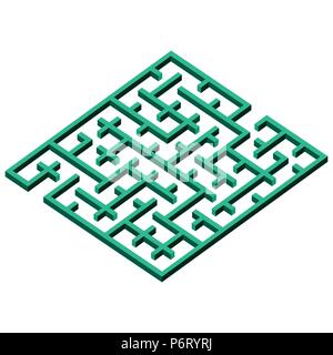 Abstrakte isometrische Labyrinth 3D-Vektor. Labyrinthe in Form von Quadrat auf weißem Hintergrund - Vector Illustration. Stock Vektor