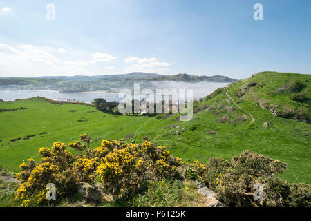 Blick aus Deganwy Castle bleibt nach Conwy estuary North Wales Küste Stockfoto