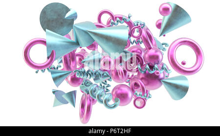 3D-Rendering von primitiven Formen auf einer Wolke Stockfoto