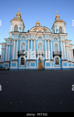 Außenansicht des Heiligen Nikolaus Marine Kathedrale, Dom der Seemann, in St. Petersburg, Russland Stockfoto