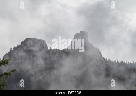 Die Steine der Doom, ein Monument der Natur in der massiven Massiv, im Nebel zerstreut Stockfoto