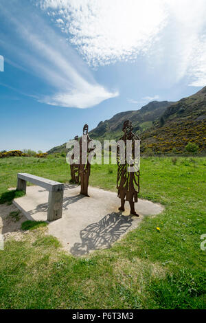 Morfa Conwy Küstenweg stahl Skulpturen North Wales Küste UK Stockfoto