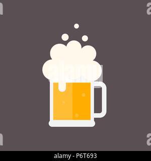 Bierkrug mit Schaum. Flache Vector Illustration. Isoliert. Stock Vektor
