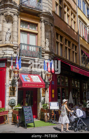 Le Bistrot de Lyon, traditionelles Essen Restaurant in Lyon, Frankreich Stockfoto