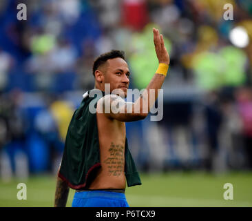 SAMARA - Russland - Juli 02, 2018: WM-Fußballspiel zwischen Brasilien und Mexiko in SAMARA ARENA Stockfoto