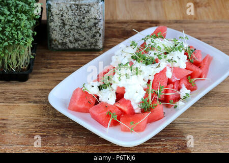 Gesunde Rezepte mit Gartenkresse Stockfoto