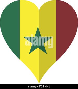 Isolierte Flagge Senegal über eine Herzform Stock Vektor