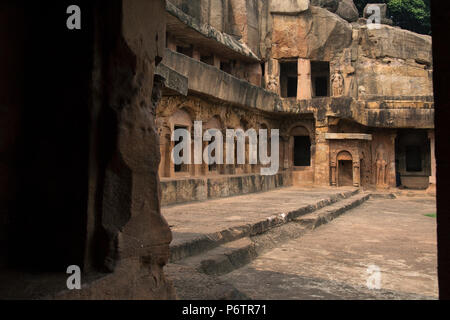 Das Bild von Udayagiri und Khandagiri Höhlen, Bhubhaneshwar, Odisha, Indien Stockfoto