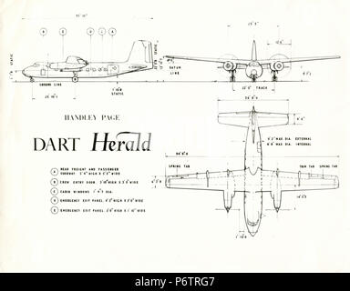 Flugzeuge Handley Page Dart Herald plan, 1950er Jahre Stockfoto