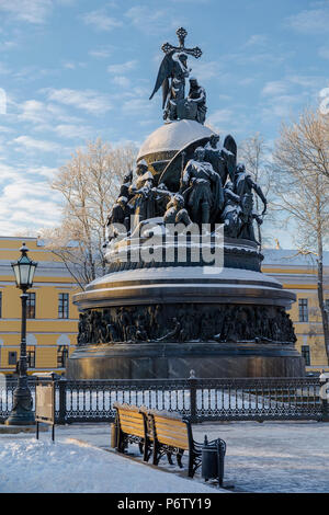 Denkmal Millennium Russlands in Nowgorod Kreml (Detinets). Weliki Nowgorod. Russland Stockfoto