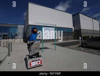 Pinguin Straße von Pamela Scott Teil von Maggies Penguin Parade Brechin Schottland Juli 2018 Stockfoto