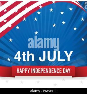 4. Juli, Happy Independence Day Banner, auf der Flagge der Vereinigten Staaten von Amerika, 4. Juli Unabhängigkeitstag der USA-Vector Illustration. Stock Vektor