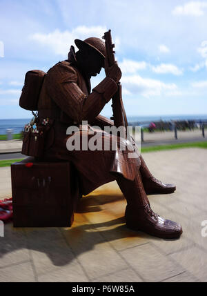 Seaham Tommy Statue WW1 Soldaten Stockfoto