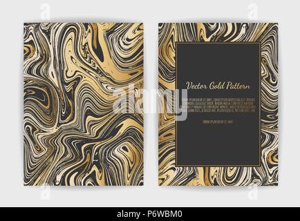 Gold, Schwarz, weißer Marmor Vorlage. Trendy Muster, Grafik, Plakat, geometrische Broschüre, Karten. Stock Vektor