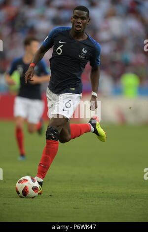 Kasan, Russland. 30. Juni, 2018. Paul Pogba (FRA), FIFA WM Russland 2018 Umlauf von 16 Match zwischen Frankreich 4-3 Argentinien bei Kazan Arena in Kasan, Russland, 30. Juni 2018. Credit: FERNOST PRESSE/LBA/Alamy leben Nachrichten Stockfoto