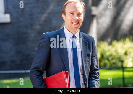 London, Großbritannien. 3. Juli 2018. Matt Hancock, MP PC, Kultur Sekretär,, Blätter Kabinettssitzung am 10 Downing Street, London Credit Ian Davidson/Alamy leben Nachrichten Stockfoto