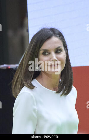 Madrid, Spanien. 3. Juli 2018. QUEEN LETIZIA von Spanien besucht besucht eine Tagung 'Mujeres por Afrika" Stiftung bei Endesa Hauptsitz in Madrid, Spanien Credit: Jack Abuin/ZUMA Draht/Alamy leben Nachrichten Stockfoto