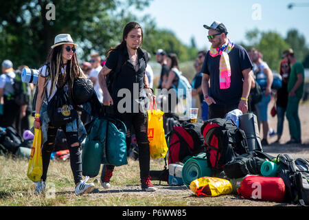 Hradec Kralove, Tschechische Republik. 03 Juli, 2018. Rock für Leute Musik Festival beginnt in Hradec Kralove, Tschechische Republik, 3. Juli 2018. Quelle: David Tanecek/CTK Photo/Alamy leben Nachrichten Stockfoto
