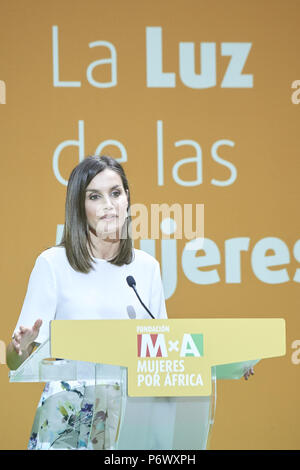 Madrid, Spanien. 3. Juli 2018. Queen Letizia von Spanien besucht besucht eine Tagung 'Mujeres por Afrika" Stiftung bei Endesa Hauptsitz in Madrid, Spanien Credit: Jack Abuin/ZUMA Draht/Alamy leben Nachrichten Stockfoto