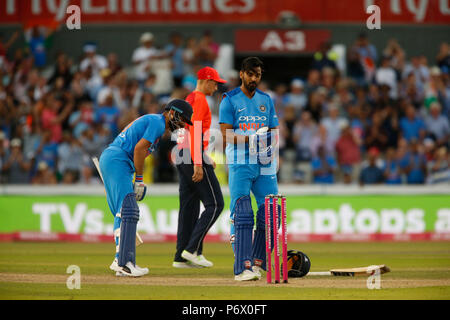 Emirate Old Trafford, Manchester, UK. 3. Juli 2018. Internationale Twenty20 Cricket, zwischen England und Indien; Quelle: Aktion plus Sport/Alamy leben Nachrichten Stockfoto