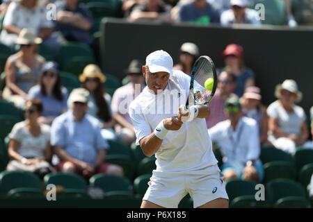 London, Großbritannien. 3. Juli 2018, All England Lawn Tennis und Croquet Club, London, England; die Wimbledon Tennis Championships, Tag 2; Quelle: Aktion Plus Sport Bilder/Alamy leben Nachrichten Stockfoto