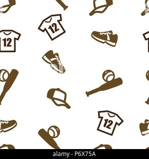 Baseball Muster Nahtlose. Vector Illustration. Isoliert weißer Hintergrund. Stock Vektor