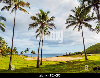 Anakena Strand, Easter Island, Chile Stockfoto