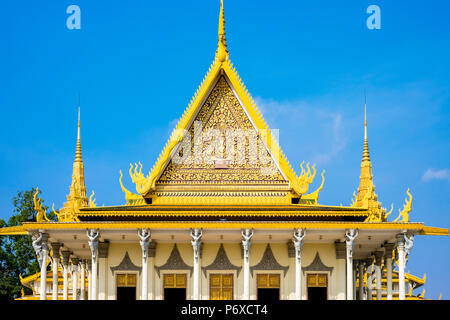 Kaisersaal (Preah Thineang Dheva Vinnichay) des königlichen Palastes, Phnom Penh, Kambodscha Stockfoto
