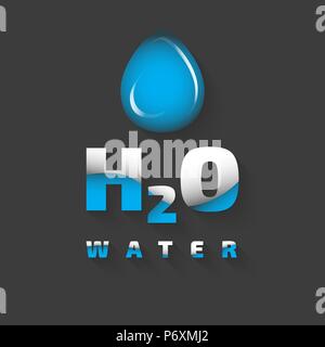H2O Wasser moderne Symbol auf schwarzem Hintergrund Stock Vektor