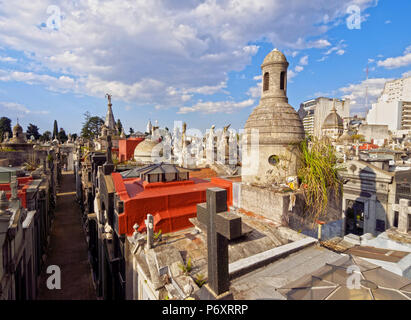 Argentinien, Buenos Aires Provinz, Stadt Buenos Aires, erhöhten Blick auf Friedhof La Recoleta. Stockfoto