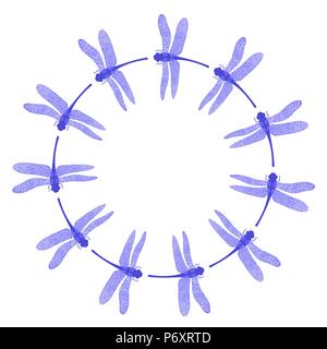 Stilisiertem Dragonfly isoliert auf weißem Hintergrund. Insekt Logo Design. Aeschna Viridis Stock Vektor