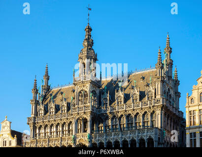 Belgien, Brüssel (Bruxelles). Maison du Roi (Königshaus) oder Broodhuis (Breadhouse) auf dem Grand Place (Grote Markt), UNESCO-Weltkulturerbe. Stockfoto