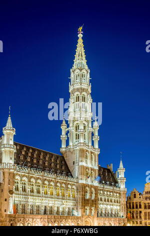 Belgien, Brüssel (Bruxelles). Hotel de Ville (Stadhuis) Rathaus am Grand Place (Grote Markt), UNESCO-Weltkulturerbe. Stockfoto