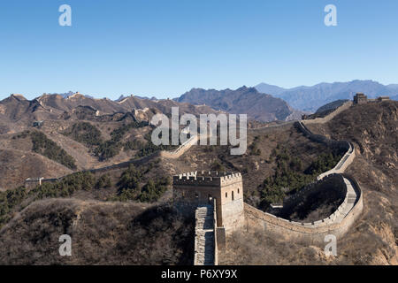 Die Große Mauer bei Jinshanling, 130 km von Beijing, China. Stockfoto