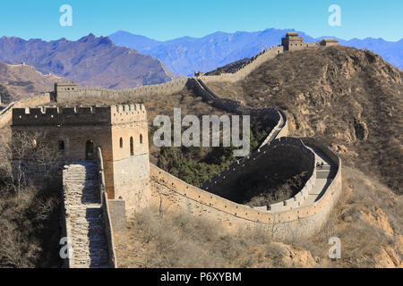 Die Große Mauer bei Jinshanling, 130 km von Beijing, China. Stockfoto