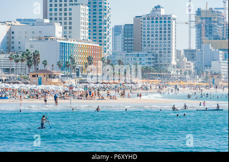 Israel, Tel Aviv - 16. Oktober 2016: Stadtbild von Tel Aviv Beachside Stockfoto