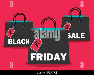 Schwarzer Freitag verkauf Banner mit Tüten isoliert Stock Vektor