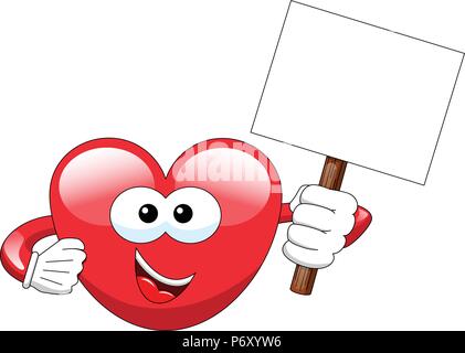 Cartoon herzen Holding leer Banner isoliert Stock Vektor