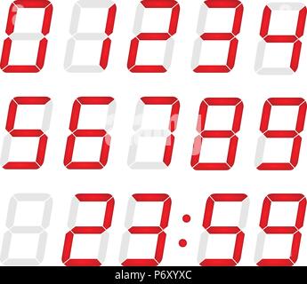 Satz digitale Zahlen aus Rote LED Stock Vektor