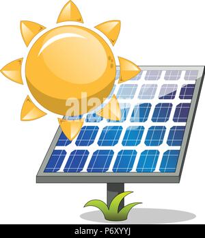 Sonne und Solar Panel isoliert Stock Vektor