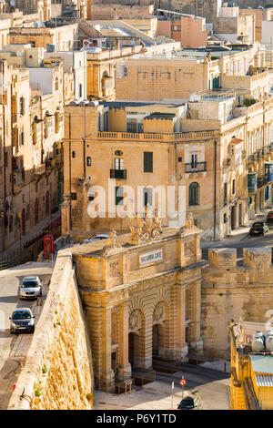 Malta, South Eastern Region, Valletta. 1885 Erbaute, Victoria Gate ist der Haupteingang in die Stadt vom Grand Harbour. Stockfoto