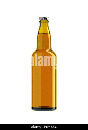 Bier Flasche isoliert auf Weiss. Stockfoto