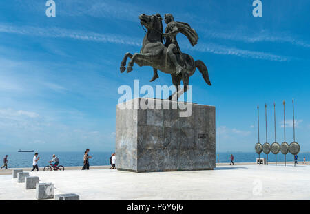 Von Alexander dem Großen Statue auf Thessaloniki Waterfront, Mazedonien, Nordgriechenland Stockfoto