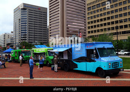 Mobile essen Lkw verkaufen, griechisches Essen, Binnenhafen, Baltimore, Maryland, USA Stockfoto