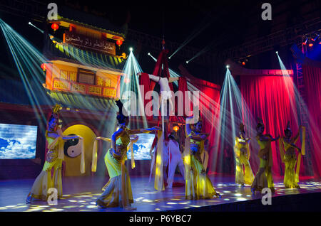 China Shaolin Mönche Kung Fu Martial Arts Show (oriental Circus in Ancol, Jakarta, Indonesien). Stockfoto