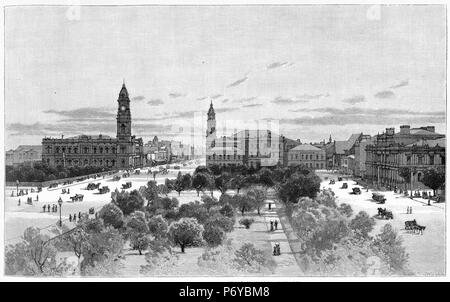 Gravieren von King William Street, Adelaide, South Australia, circa 1880. Von der malerischen Atlas von Australasien Vol. 2, 1886 Stockfoto